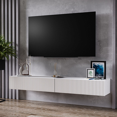 Тумба навесная под ТВ белый снег 200